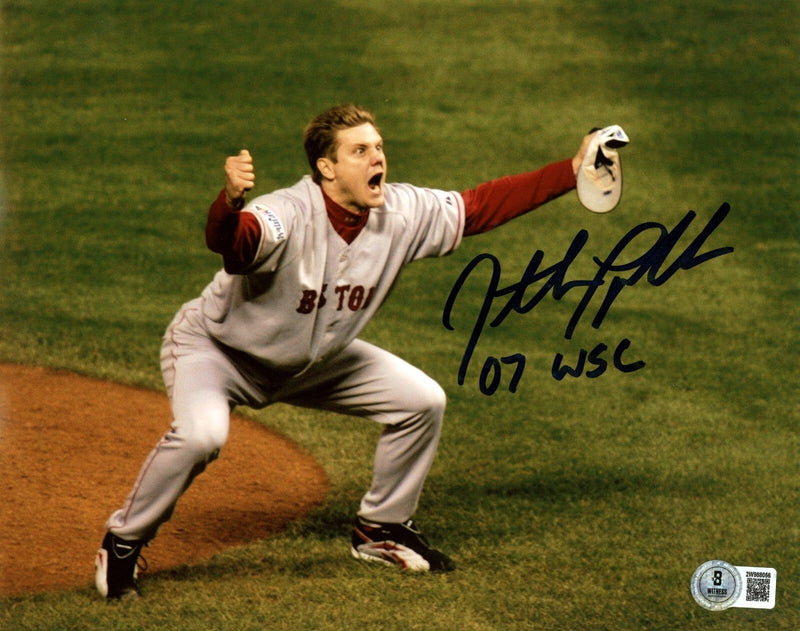 Jonathan Papelbon Signed Red Sox 8x10 Photo w/ 07 WSC Beckett Witness BAS COA #3