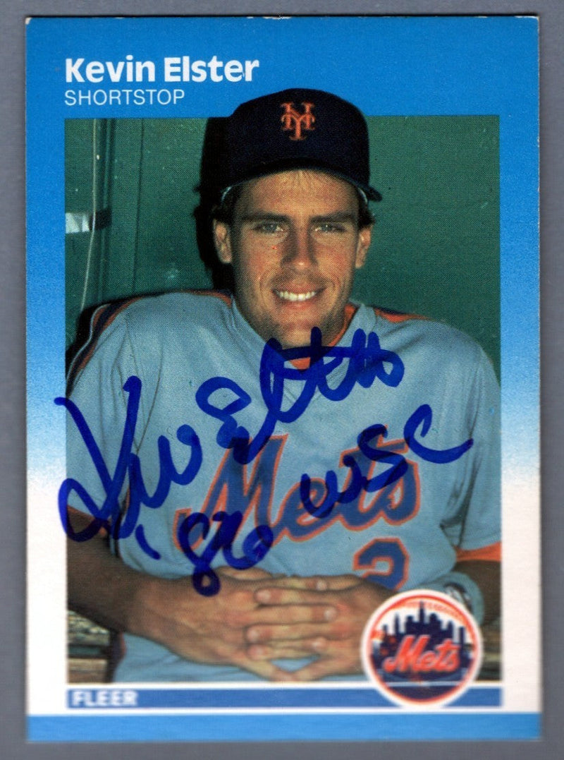 Kevin Elster Signed 1987 Fleer #7 Rookie RC w/ 86 WSC LSCM COA New York Mets