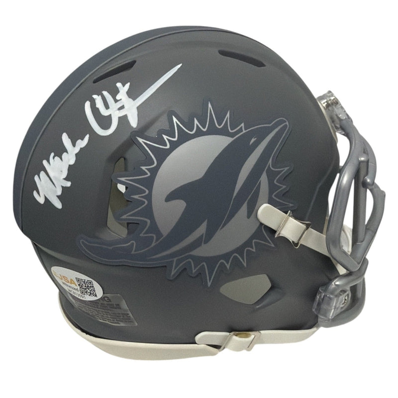 Mark Clayton Signed Autographed Miami Dolphins Slate Mini Helmet JSA Witness COA