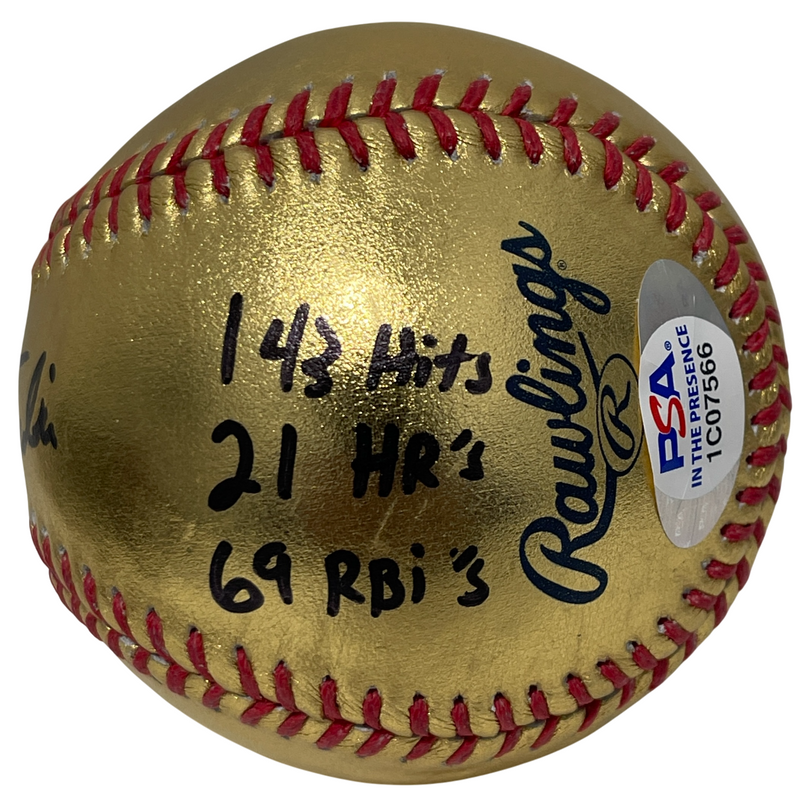 Jonathan India Signed Gold ROMLB Baseball w/ ROY + Stat PSA ITP HOLO COA Royals
