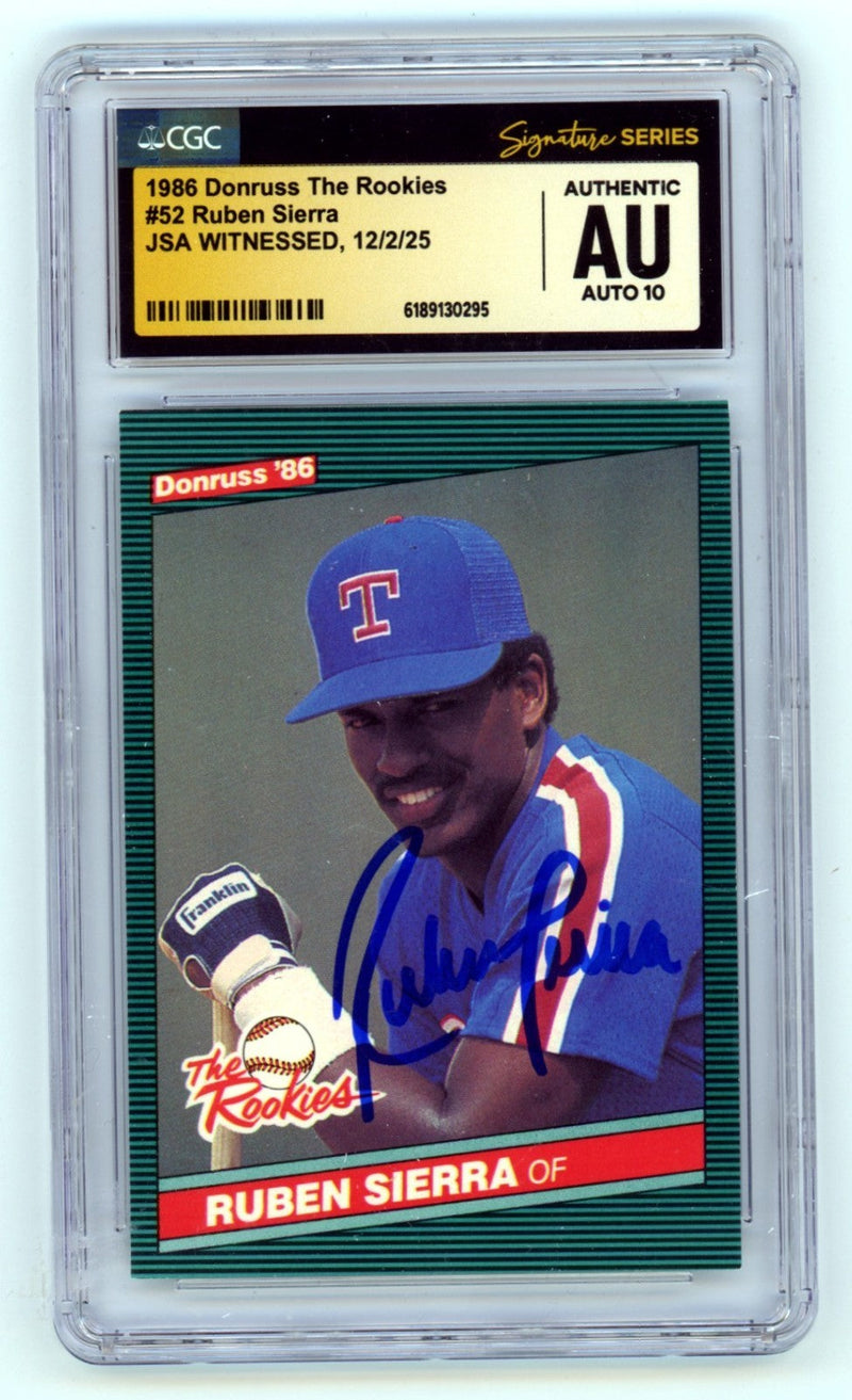 Ruben Sierra 1986 Donruss #52 Signed Rookie RC JSA CGC Authentic 10 Auto Rangers