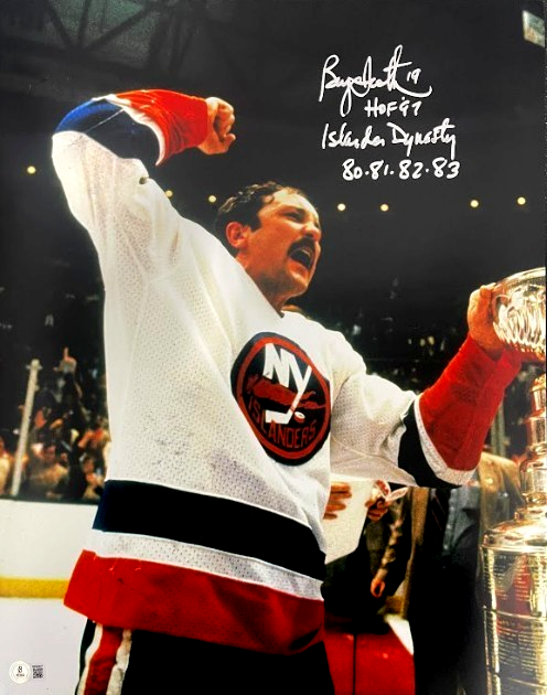 Bryan Trottier Signed New York Islanders 16x20 Photo Ins Beckett Witness BAS COA