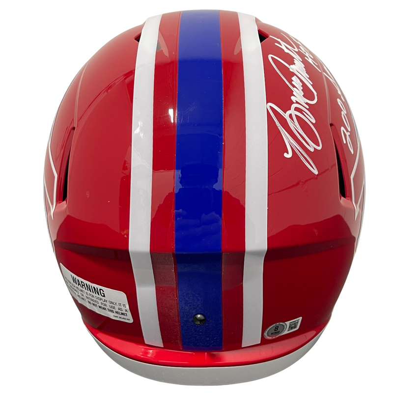 Bruce Smith Signed Bills TB FS Full Size Helmet w/ 3x Ins Beckett Wit BAS COA