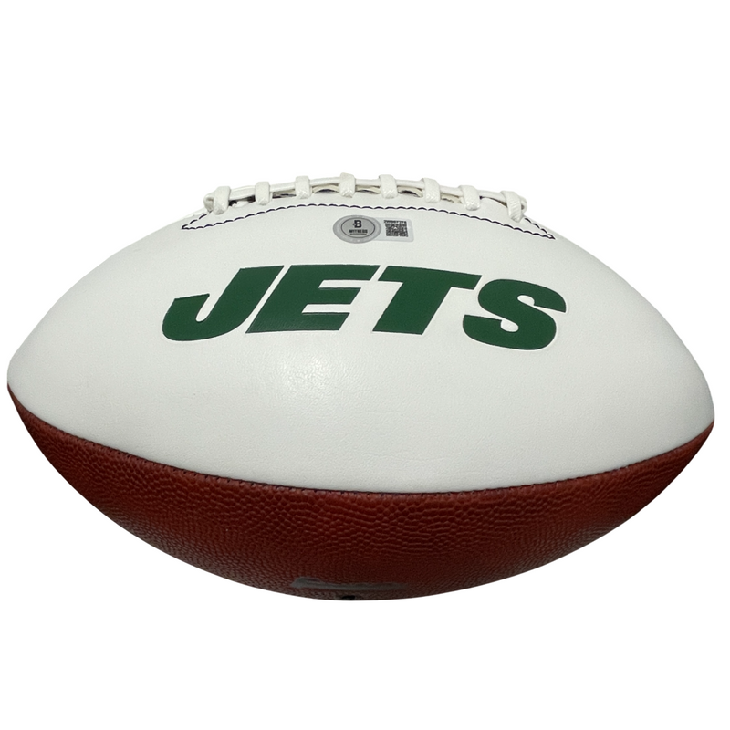 Jamien Sherwood Signed New York Jets White Football w/ 2x Ins Beckett W BAS COA