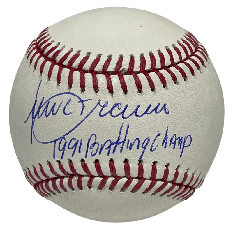 Julio Franco Signed ROMLB Baseball w/ 1991 Batting Champ Beckett Witness BAS COA