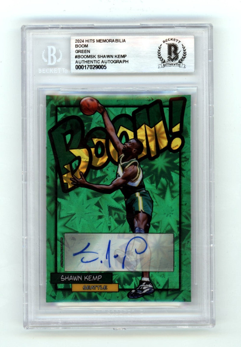 Shawn Kemp 2024 Hits Memorabilia BOOM Green #/5 Signed BGS BAS Auto Sonics
