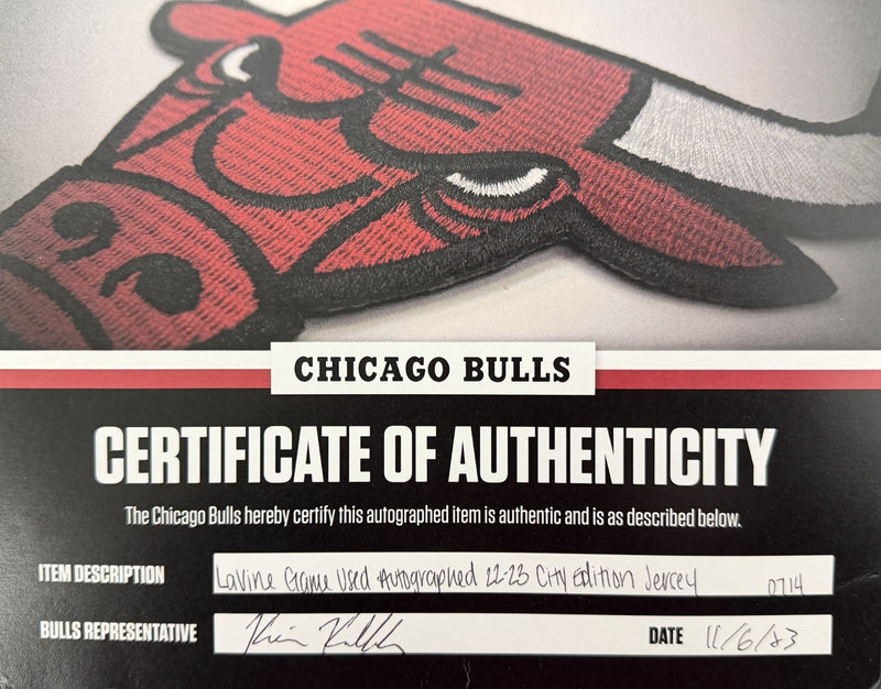 Zach Lavine Signed GAME USED 2022-23 Chicago Bulls City Edition Jersey Bulls COA