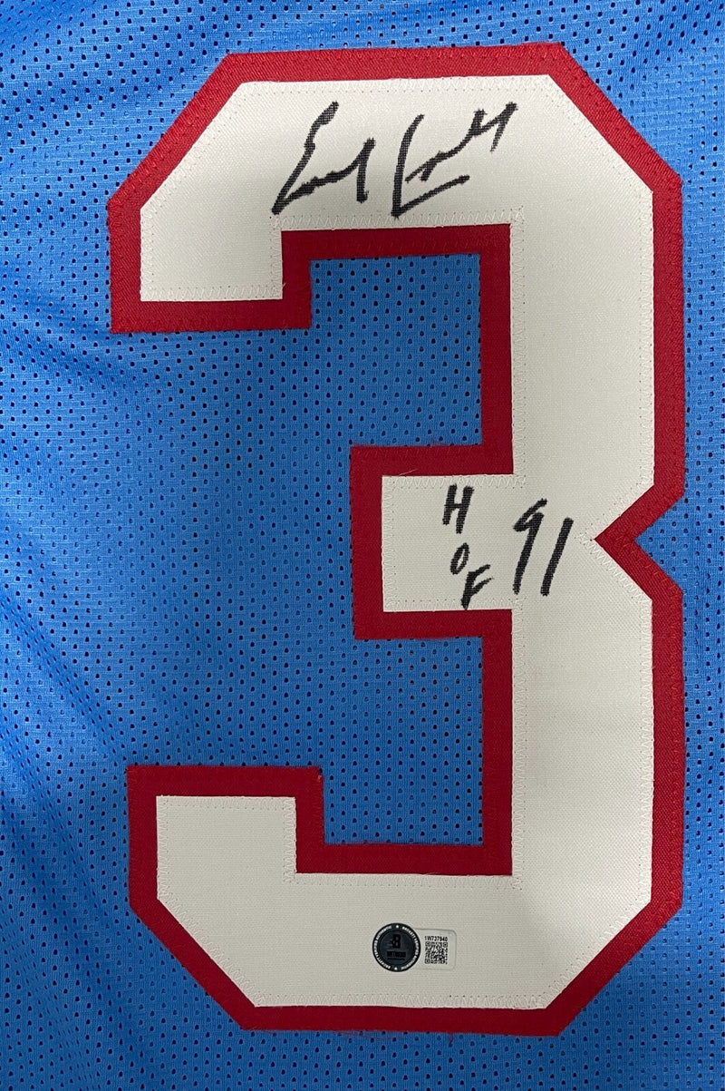 Earl Campbell Signed Oilers Custom Jersey w/ HOF 91 Beckett Witness BAS COA