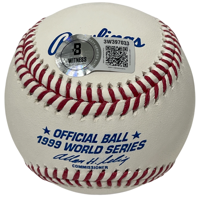 Mariano Rivera Signed 1999 World Series WS Baseball Beckett WITNESS BAS COA