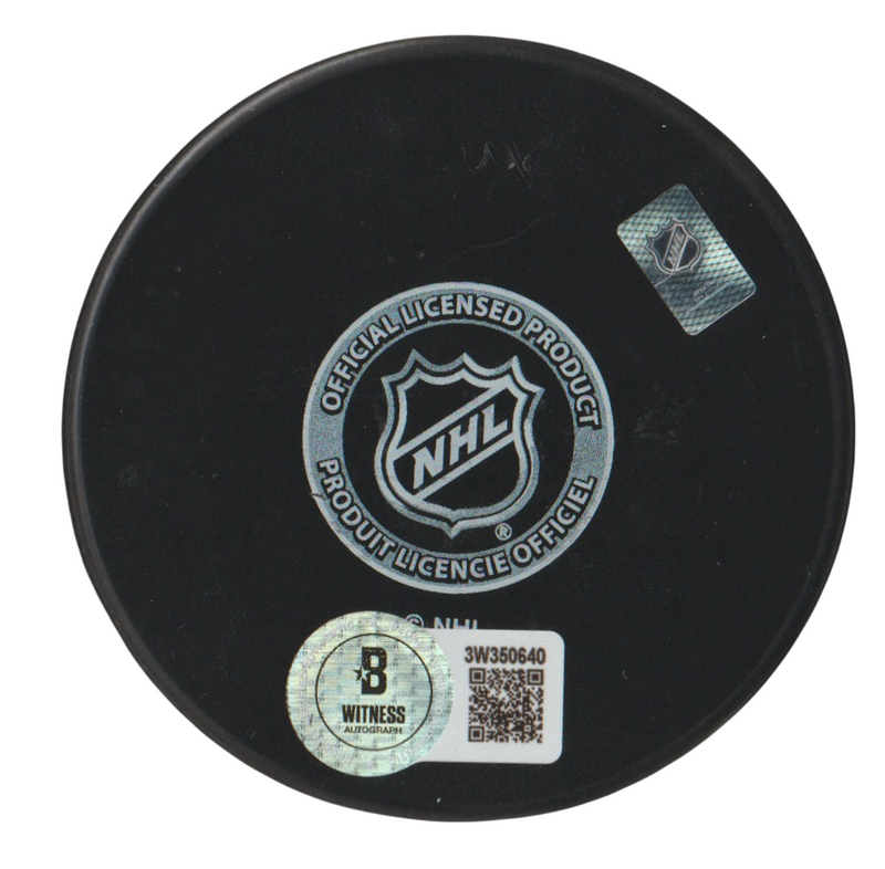Al Iafrate Signed Maple Leafs Logo Puck w/ Wild Thing Beckett Witness BAS COA