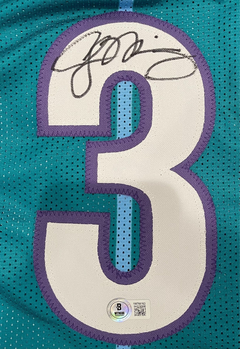 Alonzo Mourning Signed Charlotte Hornets Custom Jersey Beckett Witness BAS COA