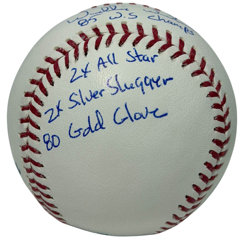 Willie Wilson Signed Autographed ROMLB Baseball w/ 6x Stat Insc JSA Witness COA