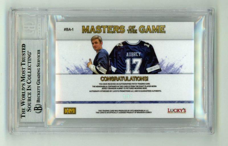 Brandon Aubrey 2023 Hits Memorabilia Silver H RPA Patch Auto RC #/17 BGS BAS