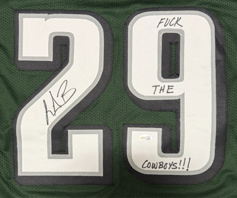 LeGarrette Blount Signed Eagles Custom Jersey w/ F**K The Cowboys JSA Wit COA