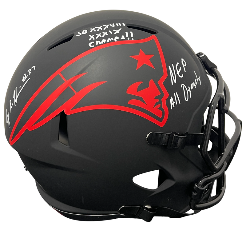 Rodney Harrison Signed Patriots Eclipse Full Size FS Helmet w/ 2 Insc. BAS COA