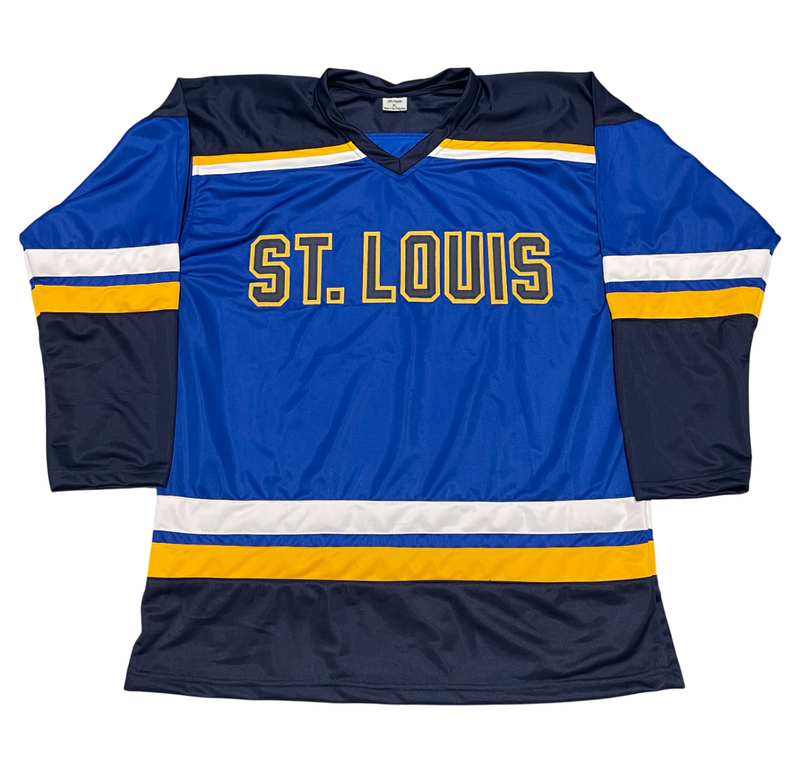 Brett Hull & Adam Oates Dual Signed Blues Custom Jersey Beckett Witness BAS COA