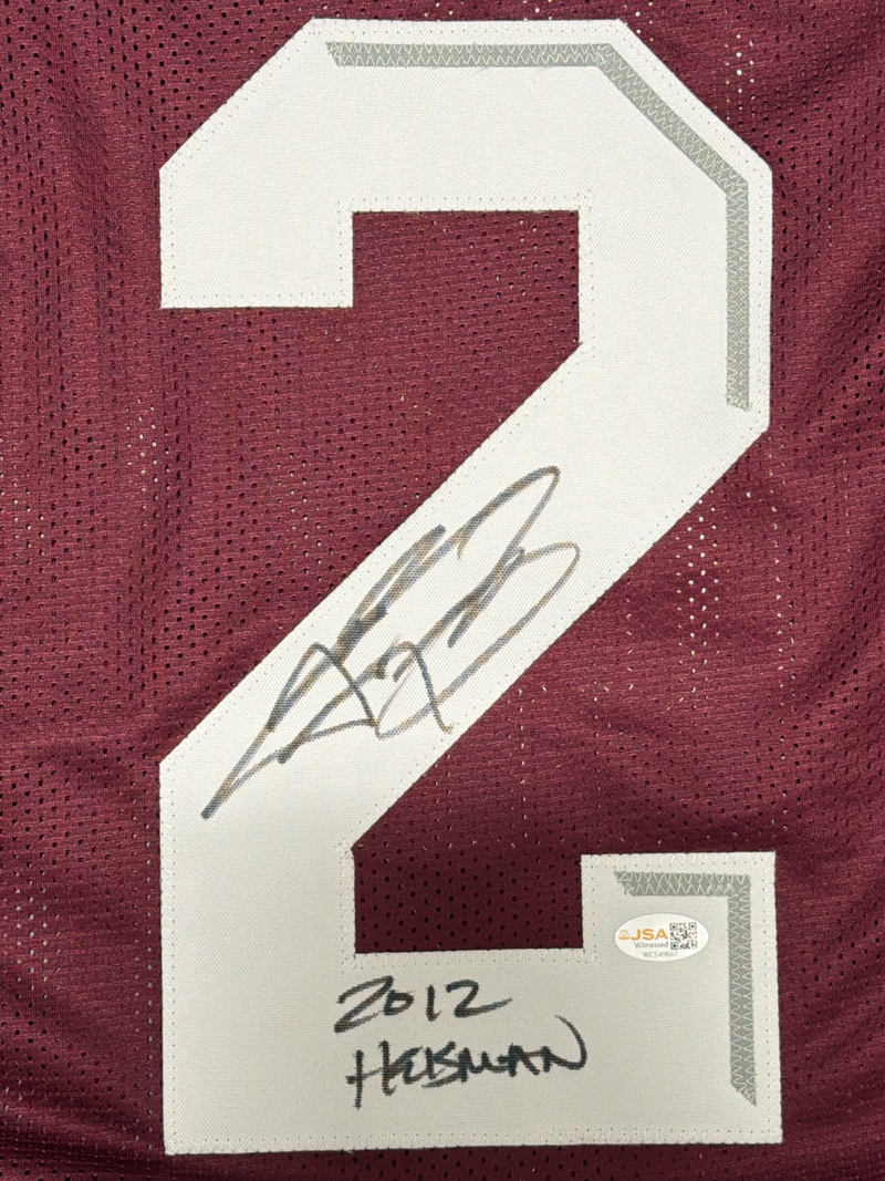 Johnny Manziel Signed Texas A&M Custom Jersey w/ 2012 Heisman JSA Witness COA M