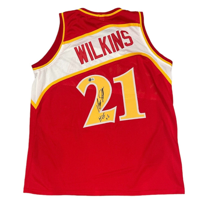 Dominique Wilkins Signed Atlanta Hawks Custom Jersey w/ HOF 06 Beckett W BAS COA