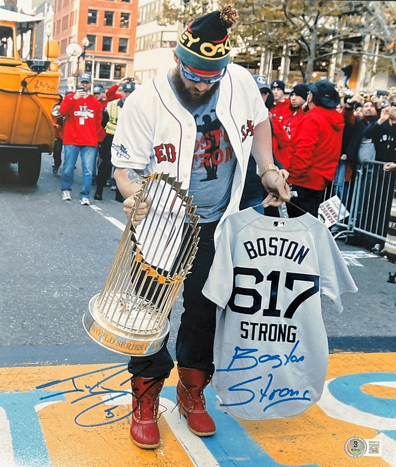 Jonny Gomes Signed Red Sox 11x14 Photo w/ Boston Strong Beckett Wit BAS COA