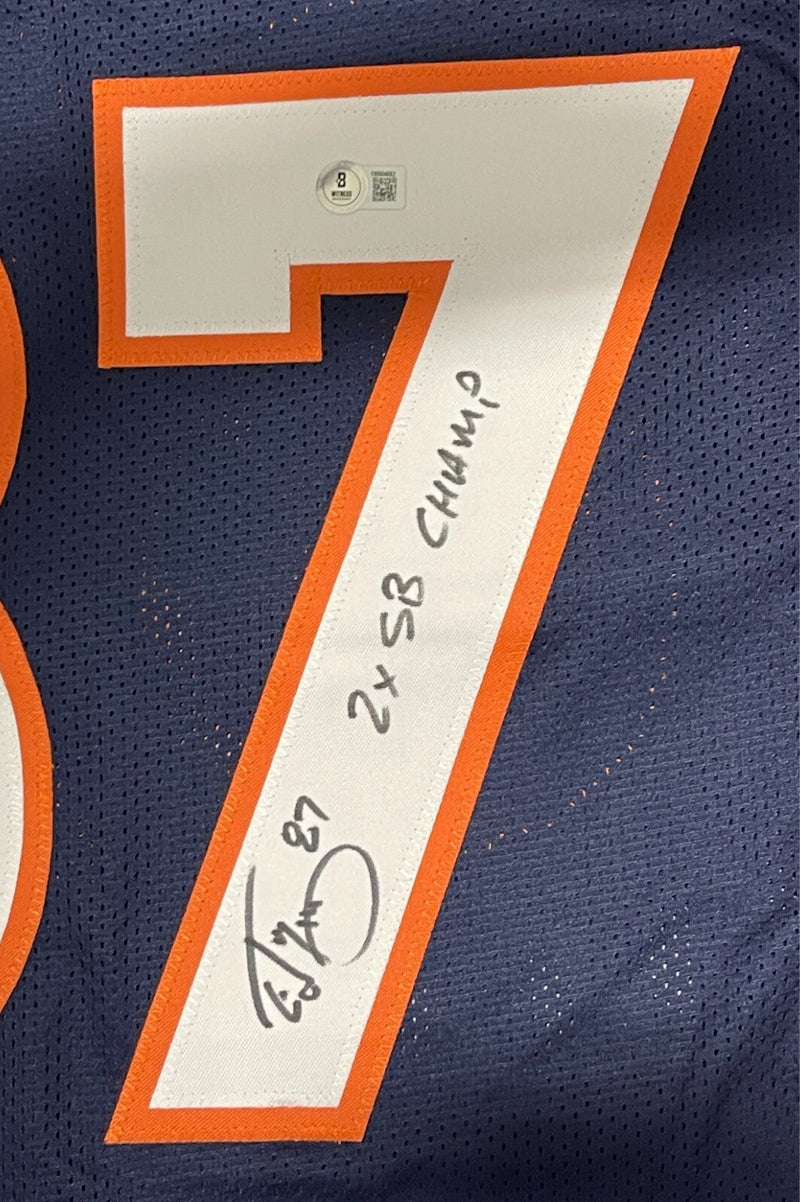 Ed McCaffrey Signed Broncos Custom Jersey w/ 2 SB Champ Beckett Witness BAS COA