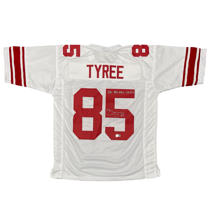 David Tyree Signed Giants Custom Jersey w/ SB Helmet Catch Beckett Wit BAS COA