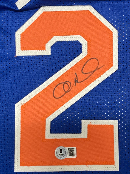 Allan Houston Signed New York Knicks Custom Blue Jersey Beckett Witness BAS COA