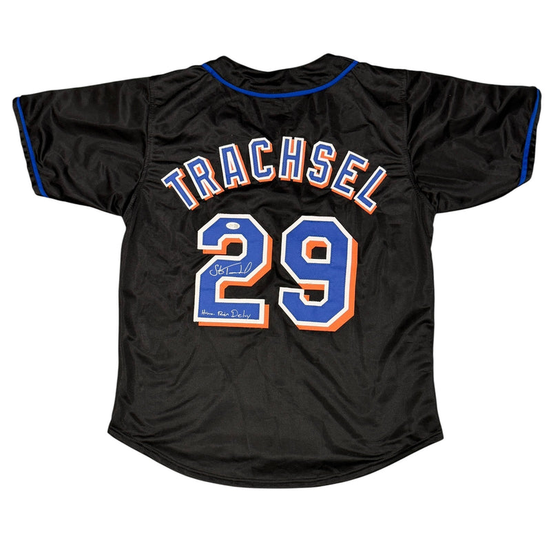 Steve Trachsel Signed New York Mets Custom Jersey w/ Human Rain Delay JSA W COA