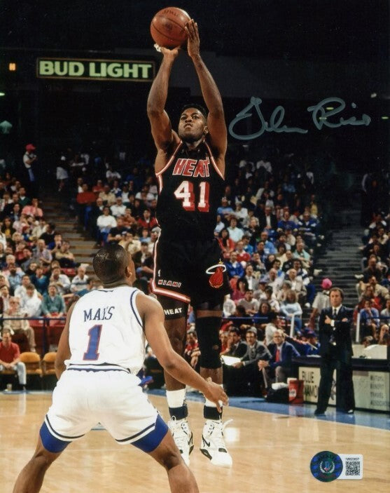 Glen Rice Signed Autographed Miami Heat 8x10 Photo Beckett Witness BAS COA