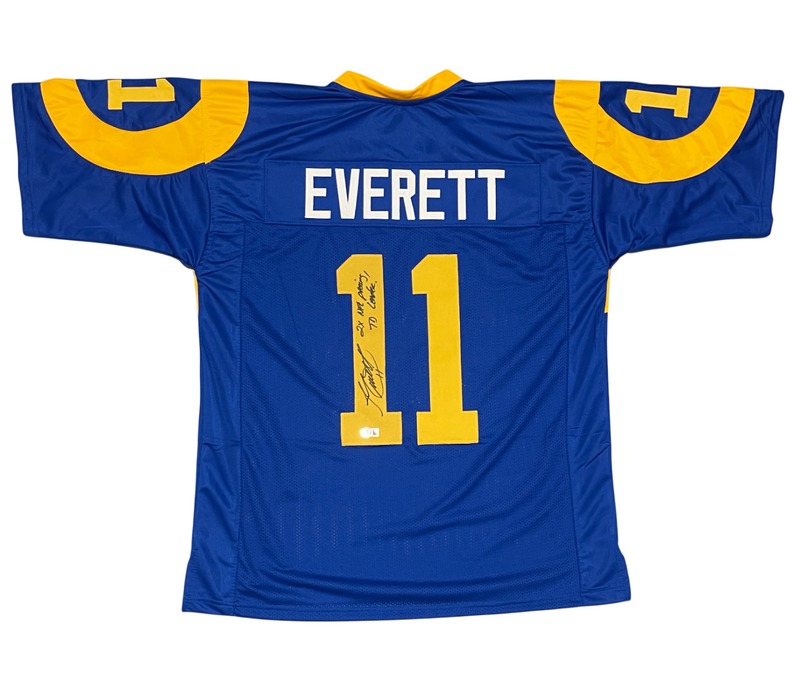 Jim Everett Signed Rams Custom Jersey 2x NFL Passing TD Leader Beckett W BAS COA