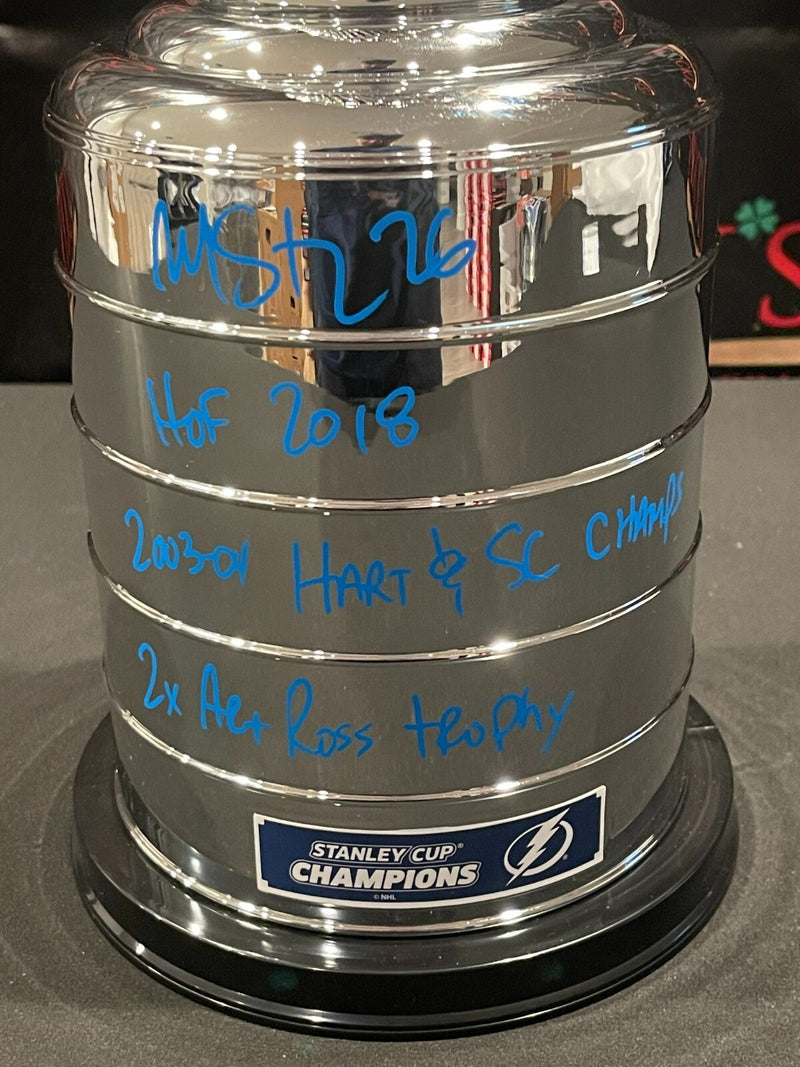 Martin St. Louis Signed Auto 14" Mini Stanley Cup 3x Insc. PSA ITP COA Lightning