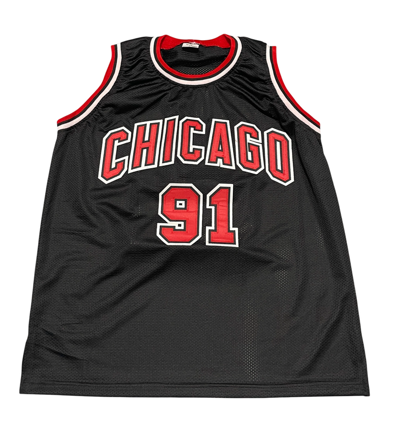 Dennis Rodman Signed Chicago Bulls Custom Jersey Beckett Witness BAS COA