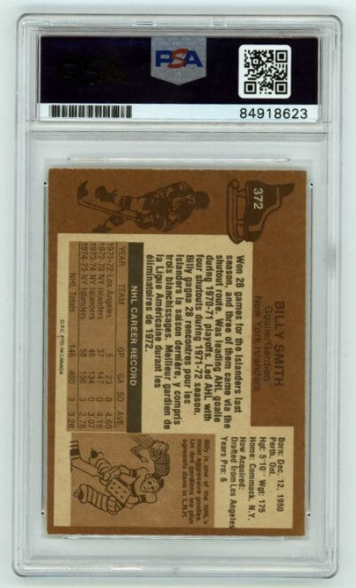 Billy Smith 1975-76 O-Pee-Chee OPC #372 Signed PSA Authentic Auto Islanders HOF