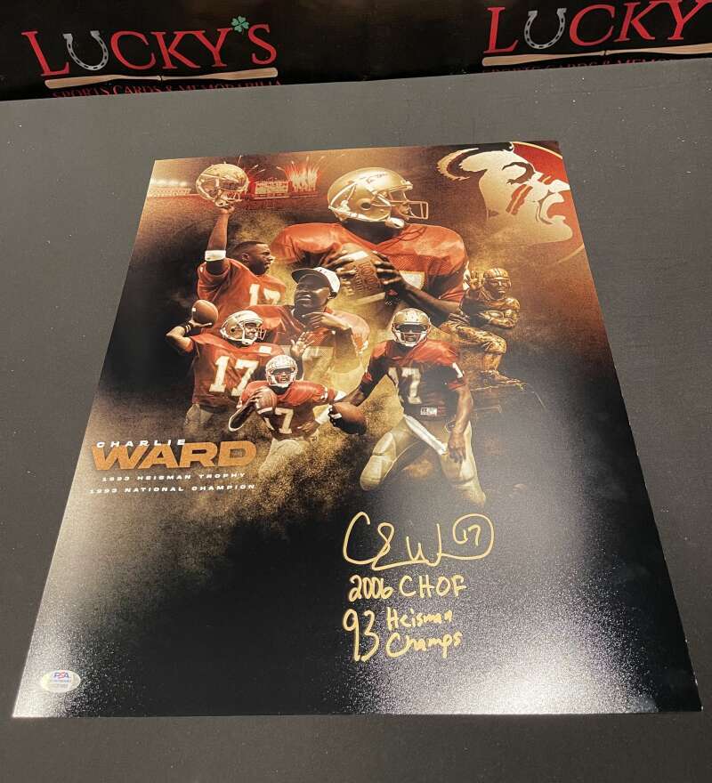 Charlie Ward Signed 16x20 Photo Comp w/ 2006 CHOF 94 Heisman Champs PSA COA