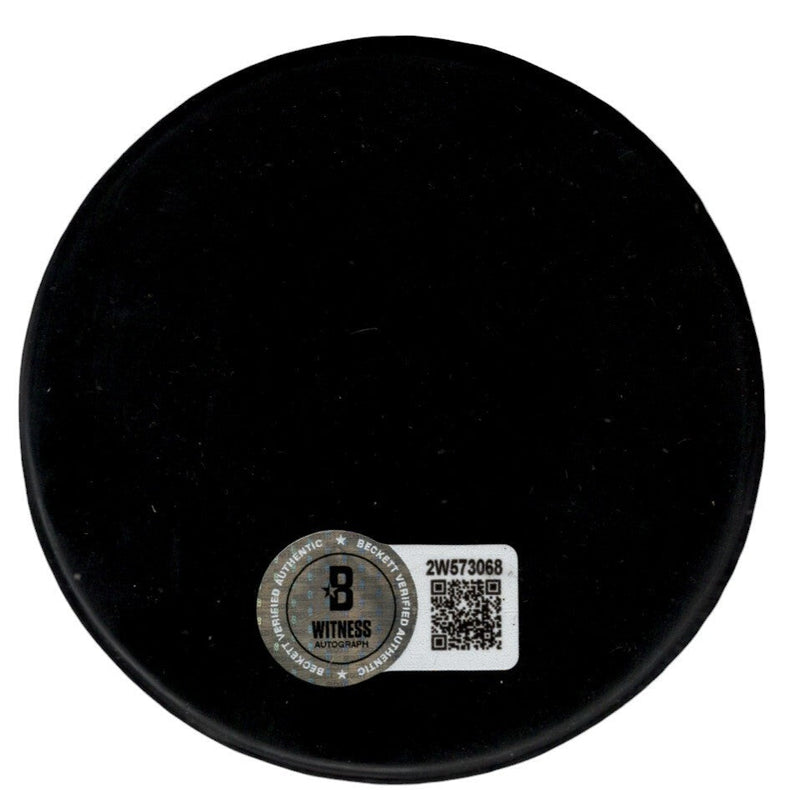 Billy Smith Signed HOF Puck w/ HOF 93 Beckett Witness BAS COA Islanders
