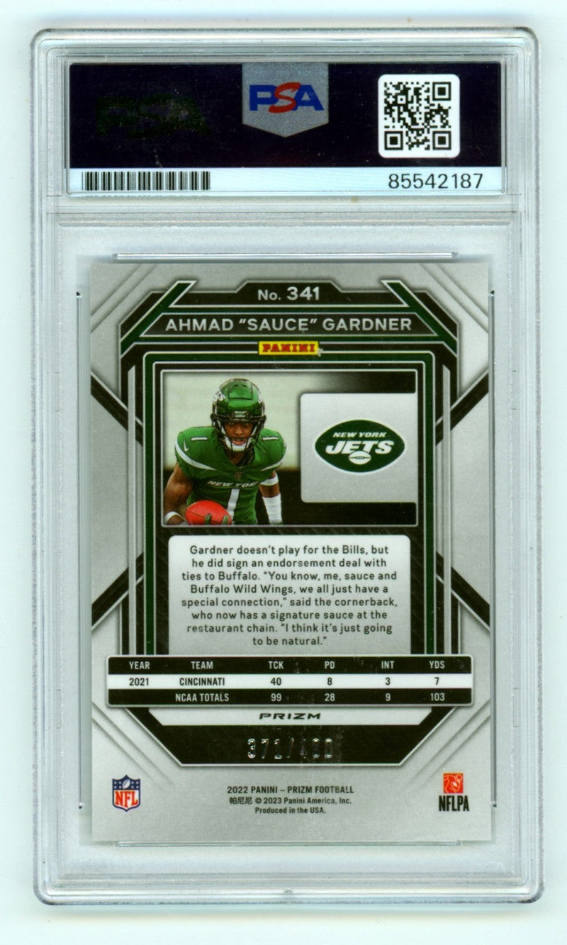 Ahmad Sauce Gardner 2022 Panini Prizm #341 Pandora /400 RC Insc. Signed PSA Auto