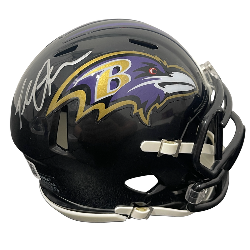 Terrell Suggs Signed Baltimore Ravens Speed Mini Helmet Beckett Witness BAS COA