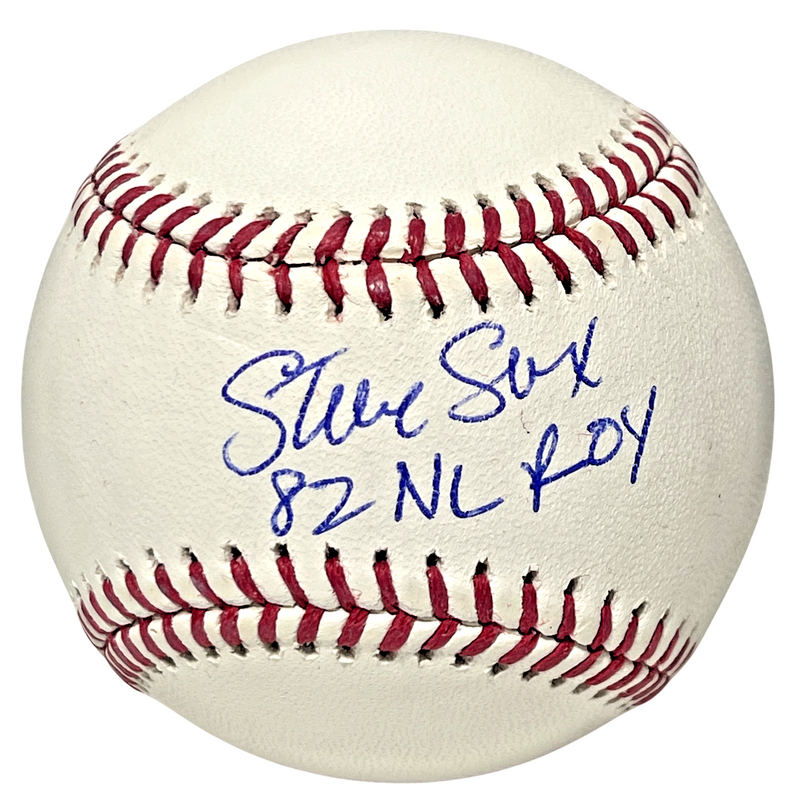 Steve Sax Signed ROMLB Baseball w/ 82 NL ROY Beckett Witness BAS COA