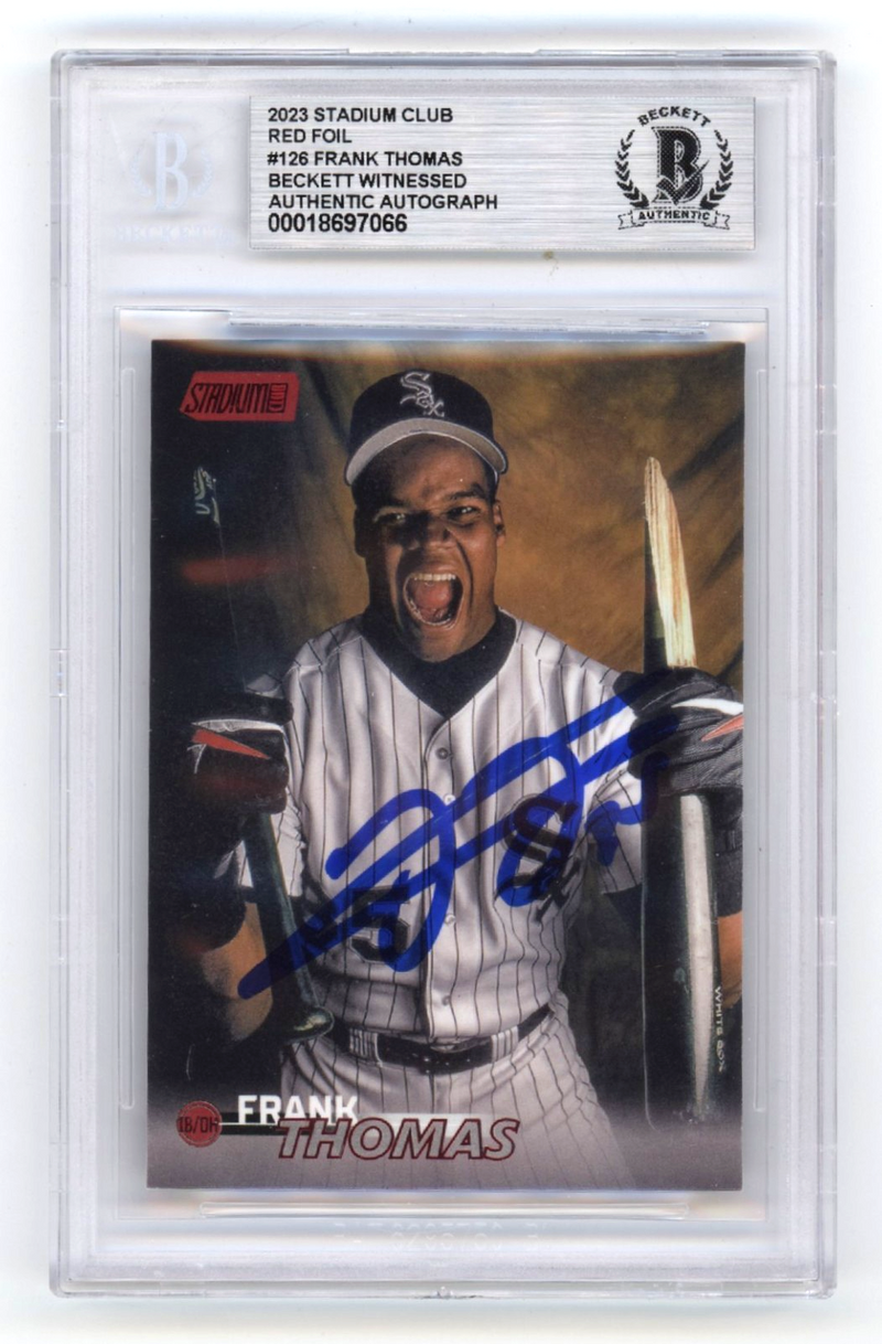 Frank Thomas 2023 Stadium Club 126 Red Foil Signed Beckett BAS Auto White Sox