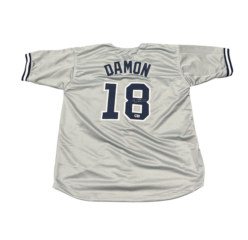 Johnny Damon Signed New York Yankees Custom Jersey Beckett Witness BAS COA