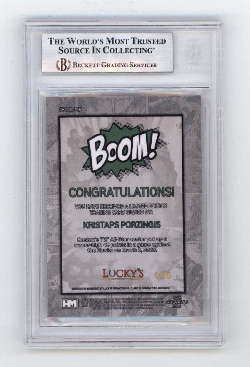 Kristaps Porzingis 2024 Hits Memorabilia BOOM Gold #/10 Signed BGS BAS Auto