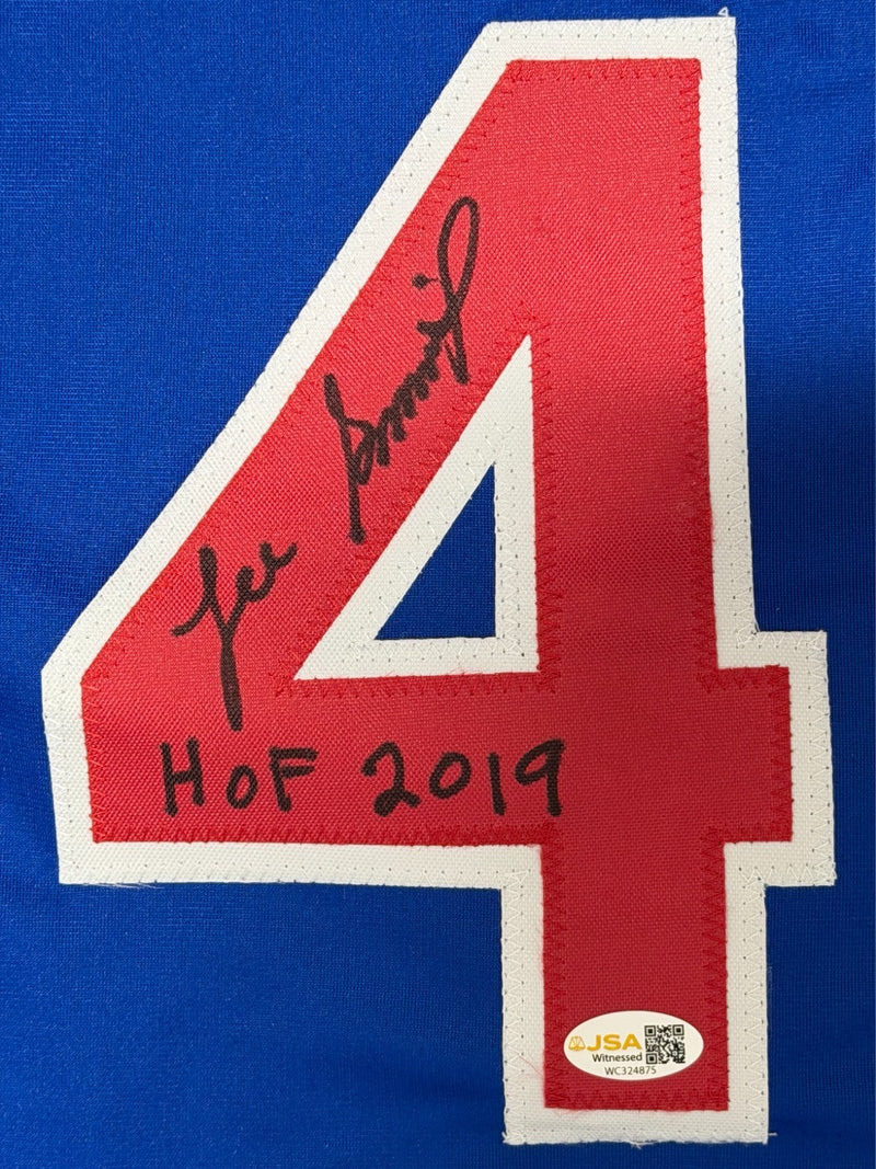 Lee Smith Signed Chicago Cubs Custom Jersey w/ HOF  2019 JSA Witness COA
