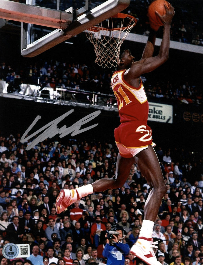 Dominique Wilkins Signed Atlanta Hawks 8x10 Photo Beckett Witness BAS COA #2