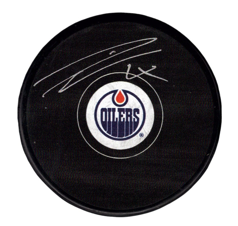 Leon Draisaitl Signed Autographed Edmonton Oilers Logo Puck Fanatics COA