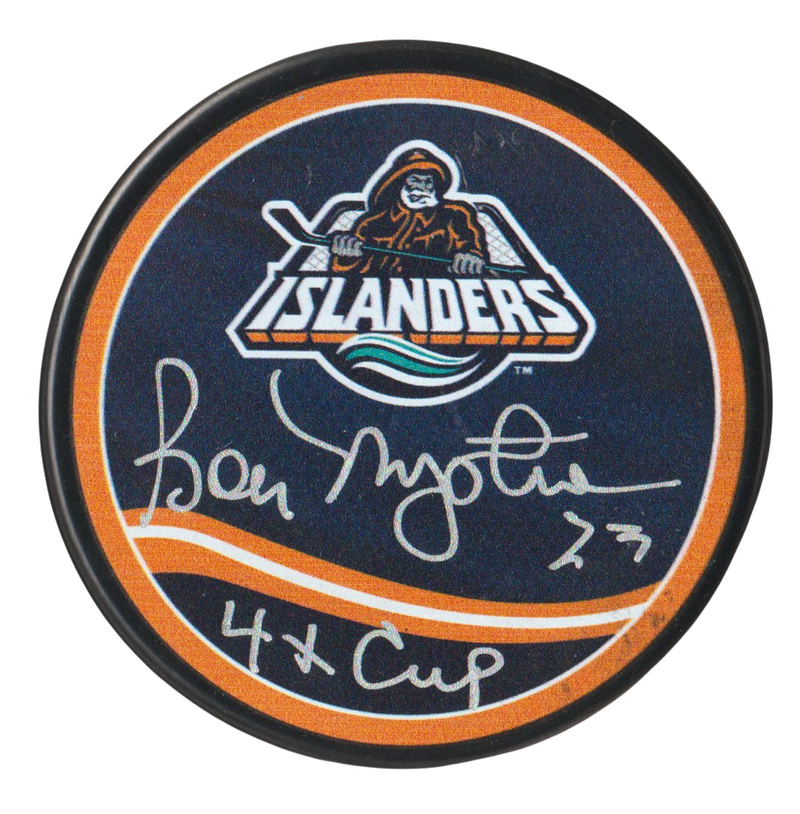 Bob Nystrom Signed Islanders Reverse Retro Puck w/ 4x Cup Beckett Wit BAS COA