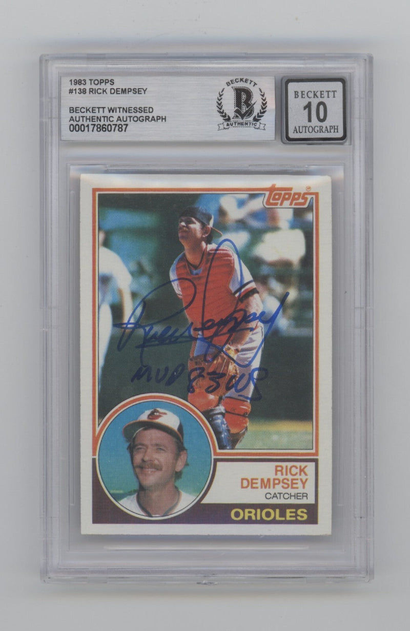 Rick Dempsey 1983 Topps #138 Signed w/ MVP 83 WS Beckett BGS 10 Auto Orioles