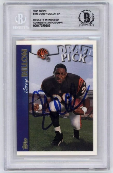 Corey Dillon 1997 Topps #155 Rookie RC Signed Beckett Witness BAS BGS Auto