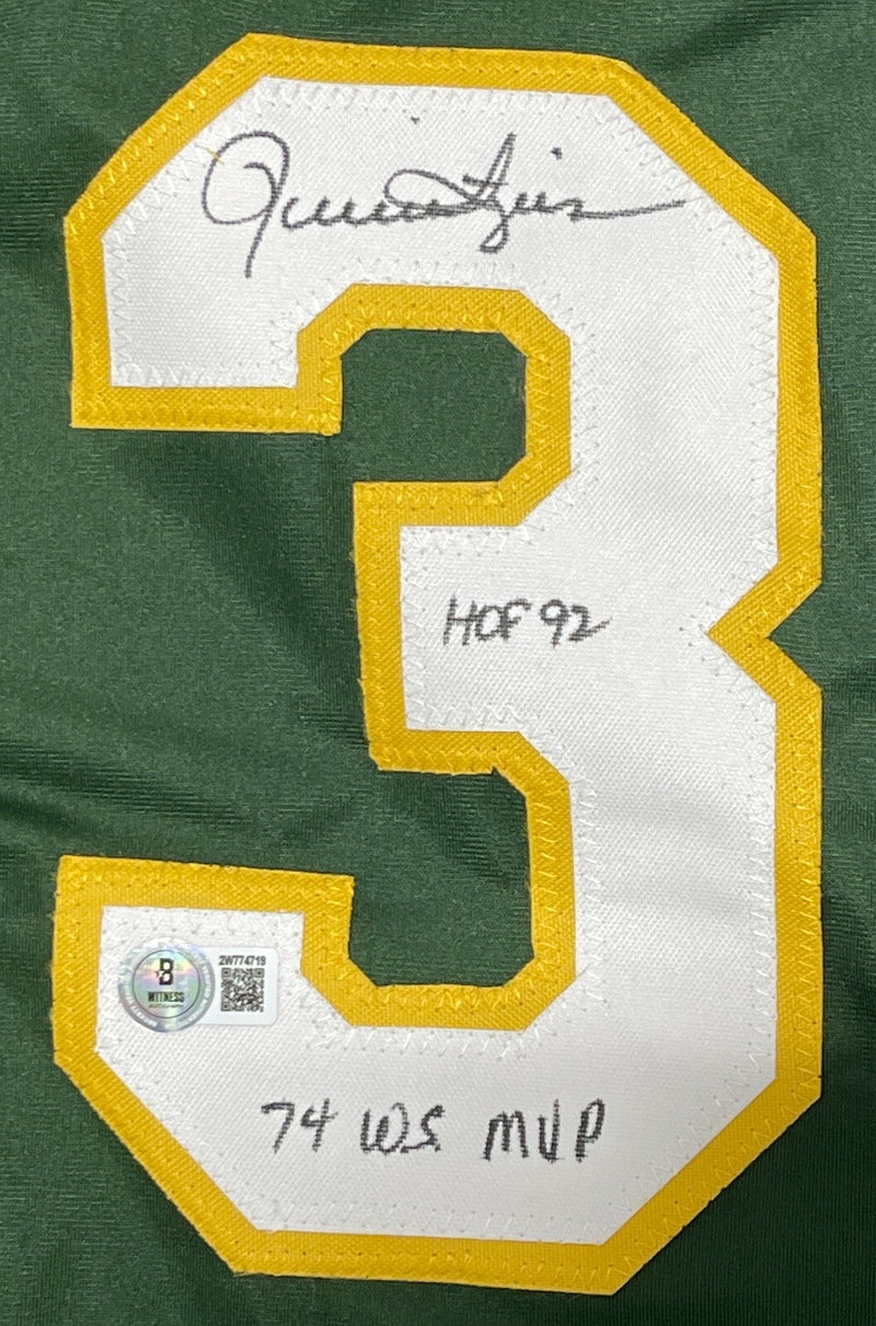 Rollie Fingers Signed Oakland Custom Jersey w/ 2 Insc Beckett Witness BAS COA