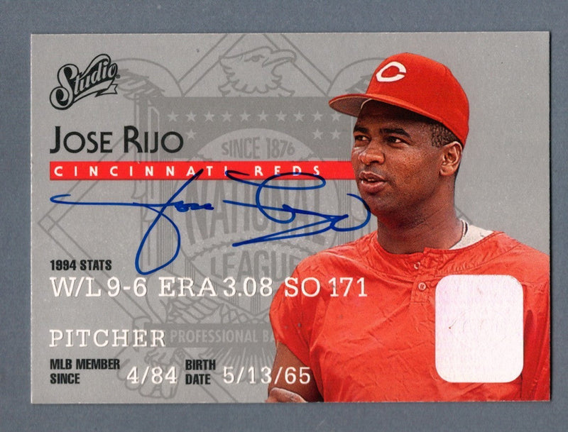 Jose Rijo Signed 1995 Donruss Studio #85 LSCM COA Cincinnati Reds