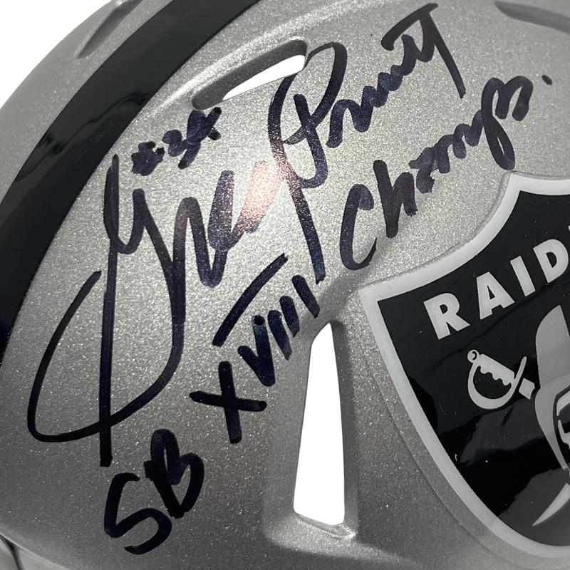 Greg Pruitt Signed Raiders Speed Mini Helmet w/ SB XVIII Champ Beckett W BAS COA