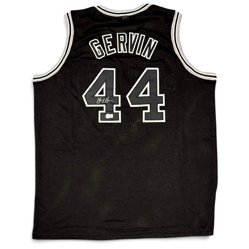 George Gervin Signed San Antonio Spurs Custom Jersey Beckett Witness BAS COA
